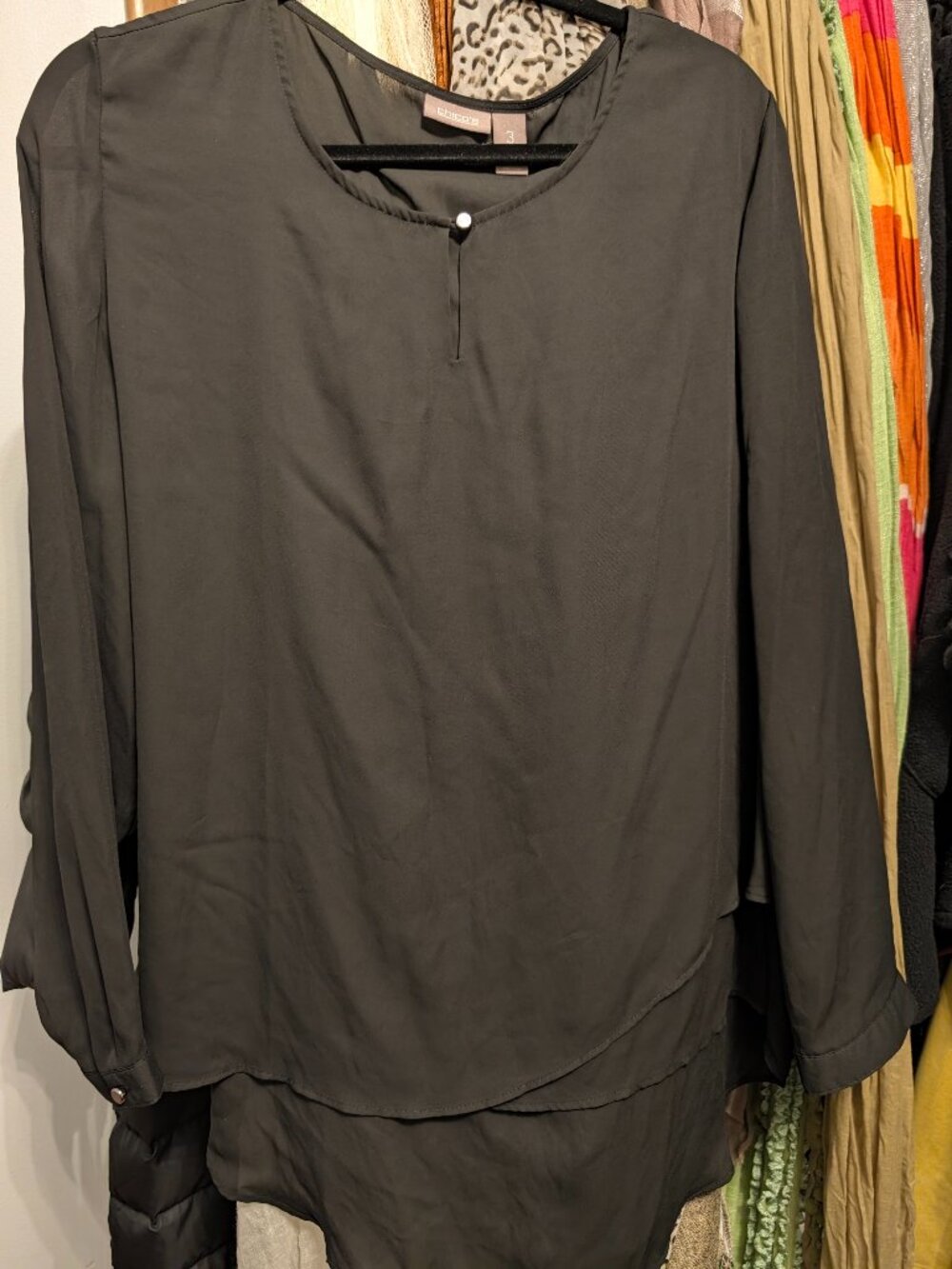 Chico's size 3 (XL) polyester black sheer blouse